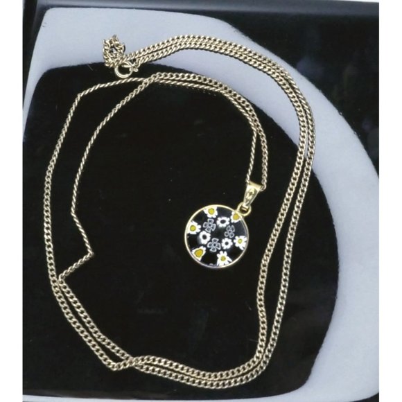 Signed AMV Italian Art Glass Flower Sterling Silver Pendant Necklace - Picture 7 of 8